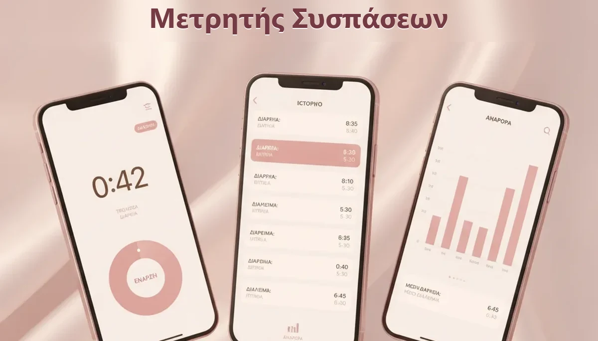 Χρονόμετρο και μετρητής συσπάσεων σε κινητό για παρακολούθηση ωδίνων