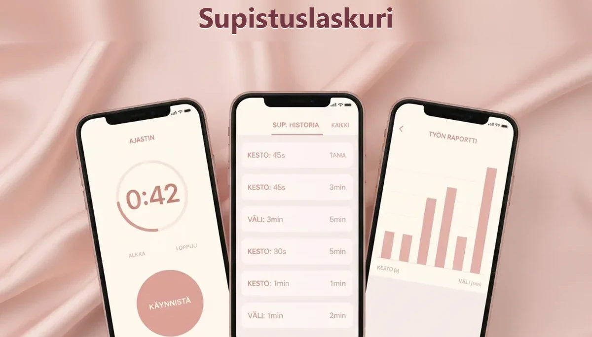 Supistuslaskuri näyttää supistuksen keston ja supistusvälin puhelimessa