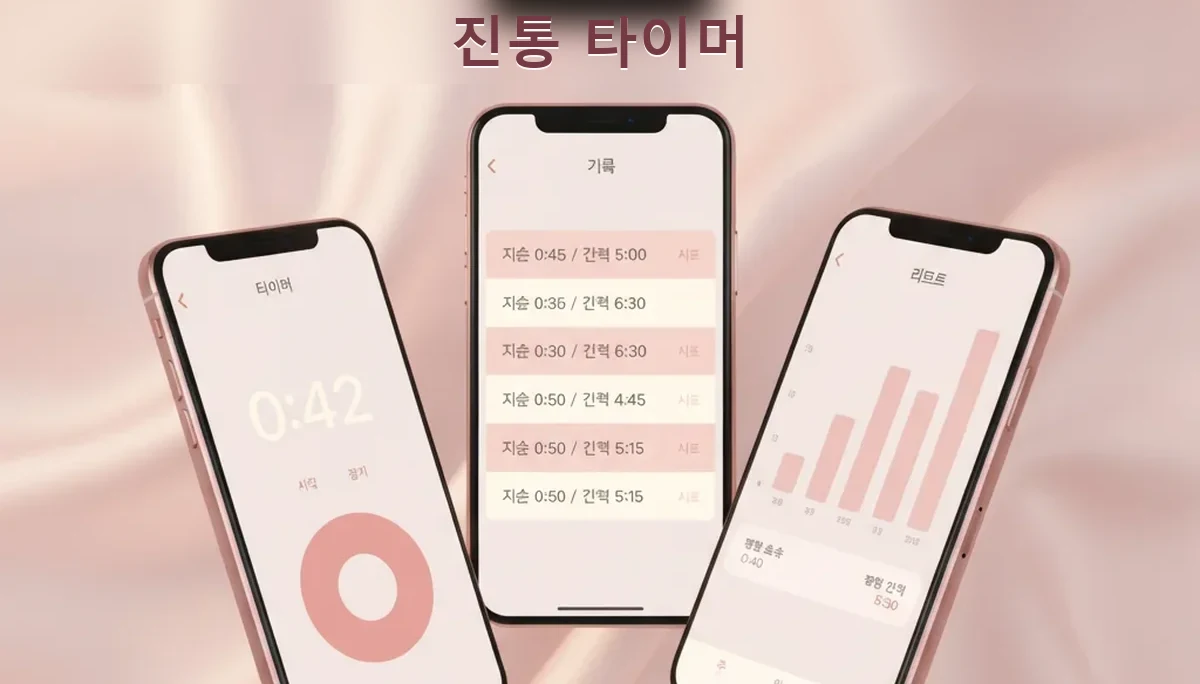 아이폰과 Apple Watch에서 수축 주기를 기록하는 무료 진통 어플 화면