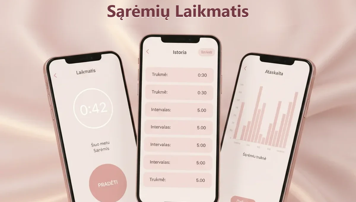Sąrėmių laikmatis ir skaitiklis telefone ir Apple Watch