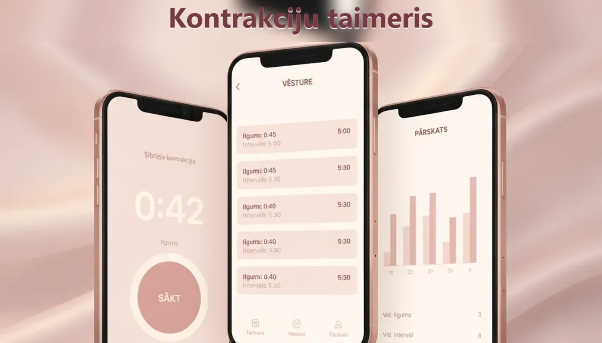 Kontrakciju taimeris un skaitītājs iPhone un Apple Watch ekrānā