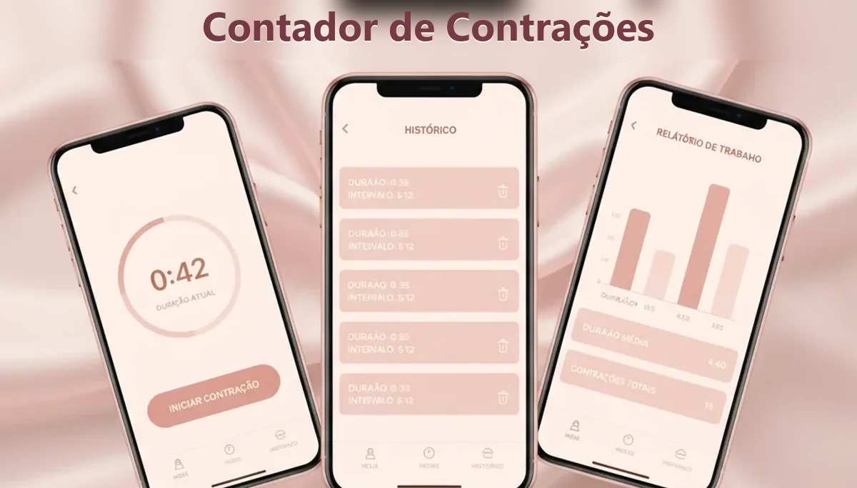 Contador de contrações grátis a medir duração e frequência