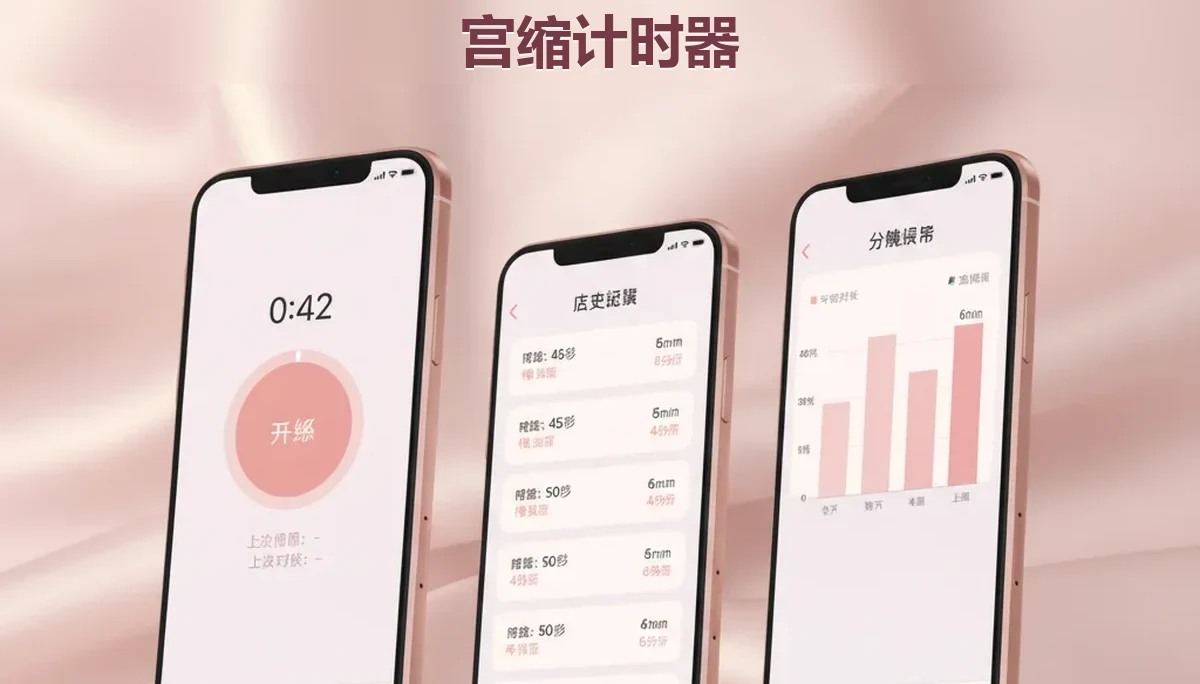 孕妇使用宫缩计时器记录阵痛持续时间和频率
