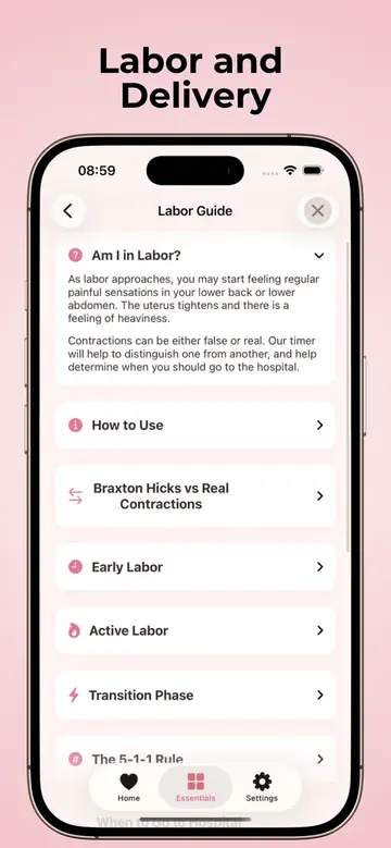 In-app labor guide